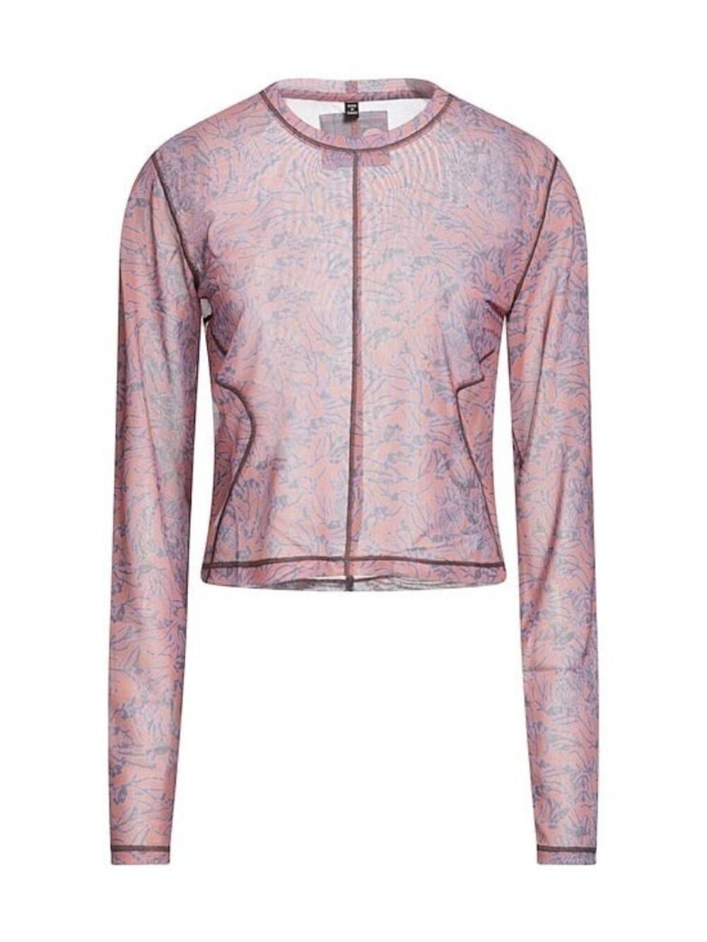 MCQ Alexander McQueen Sheer Floral Tulle Mesh Zip Top Pink Gray S NWT